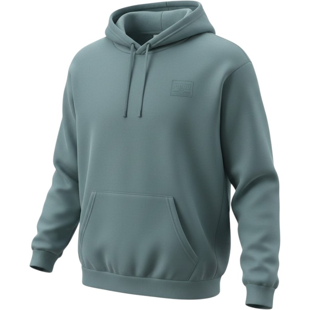 Puma Essentials Men XXL Gray Skies Teal Blue Waffle Fleece Hoodie 682801-25